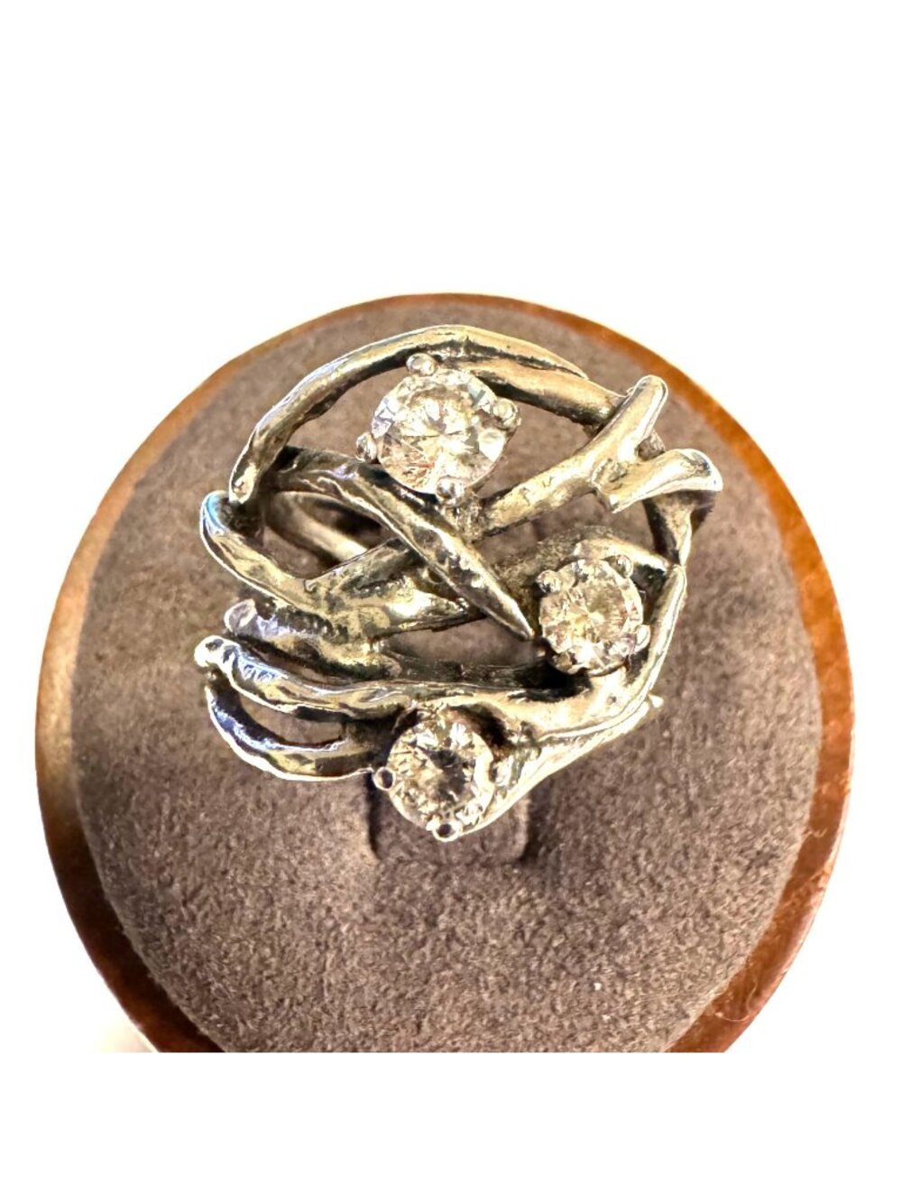 Sterling Silver 925 Cubic Zirconia Filigree Style Band Statement Ring Size 6.5
